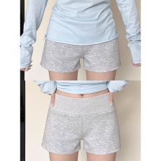 批发美式灰色运动短裤女夏季<b class='q'>新款</b>修身显瘦高腰a字瑜伽裤辣妹包臀热裤