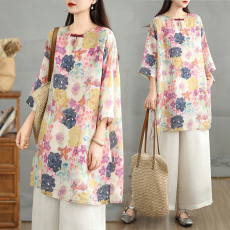 批发2026春夏实拍复古文艺中式苎麻重工彩绣飘逸显瘦宽松气质<b class='q'>连衣裙</b>