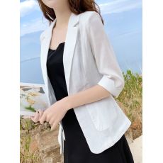 批发亚麻<b class='q'>小西装</b>女外套薄款2025春夏棉麻西服<b class='q'>韩版</b>防晒服休闲英伦风女