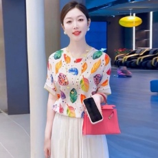 批发洋气漂亮印花<b class='q'>雪纺</b><b class='q'>短袖</b><b class='q'>T</b>恤衫女2025春夏新款宽松休闲百搭上衣