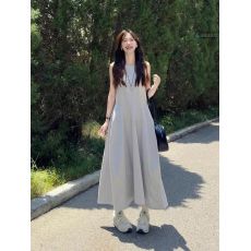 批发原版做法  拉链  韩版圆领大裙摆背心裙宽松设计感气质无袖<b class='q'>连衣裙</b>