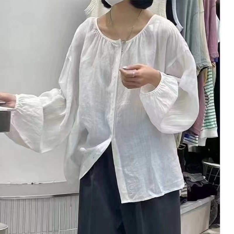 한국 스타일 여름 루즈핏 레트로 다용도 긴팔 셔츠 하라주쿠 스타일 캐주얼 여성 코트 루즈핏 빅 사이즈 셔츠 여성