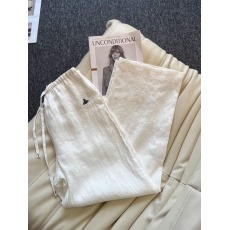 批发南油高版本2025早<b class='q'>春</b>新款服装亚麻阔腿裤设计感小众洋气白色长裤子