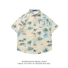 批发2025<b class='q'>泰国</b>风度假系列夏季男女休闲美式复古着vintage衬衫外套