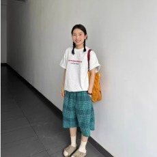 批发美式格子短裤复古男女小众五分裤青少年直筒宽松百搭休闲裤无<b class='q'>品牌</b>