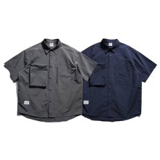 批发夏季日系复古机能风工装短袖衬衫<b class='q'>男</b>女多口袋宽松休闲廓形半袖衬衣