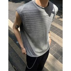 批发美式肌理感坎肩背心男款2025夏季针织无袖t恤高级感百搭上衣<b class='q'>汗衫</b>