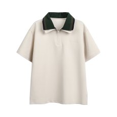 批发青少年美式复古撞色拼接polo衫短袖<b class='q'>男</b>女2025夏季新款宽松上衣<b class='q'>T</b><b class='q'>恤</b>