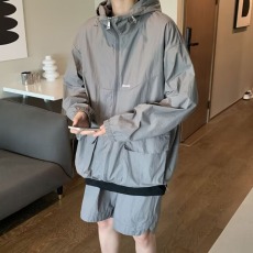 批发山系连帽外套男士<b class='q'>春</b>夏季新款潮牌户外登山休闲短裤防水工装套装