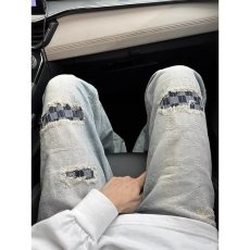 批发夏季新款重工水洗牛仔裤男乞丐<b class='q'>破洞</b>烫钻补丁修身小脚弹力潮牌长裤