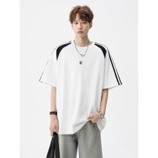 批发2025新款潮流冰丝短袖<b class='q'>t</b><b class='q'>恤</b>男圆领套头上衣夏季美式重磅宽松体恤衫