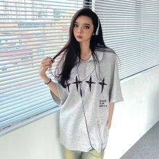 批发美式潮牌Polo领短袖<b class='q'>T</b><b class='q'>恤</b>男女夏季宽松星星刺绣设计感小众翻领上衣