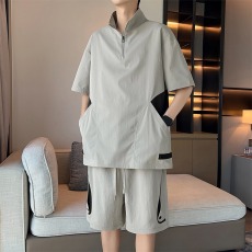 批发运动套装<b class='q'>男</b>夏季薄款户外机能风短袖短裤宽松大码休闲穿搭潮