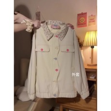 批发2025春秋季新款日系甜美粉色小碎花牛仔外套女<b class='q'>设计</b>感宽松百搭上衣