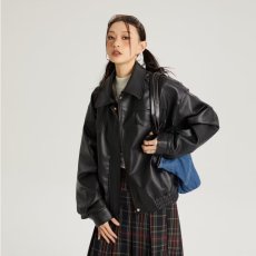 批发黑色皮衣外套<b class='q'>女</b>春秋2025新款港风复古小个子短款休闲百搭PU皮<b class='q'>夹克</b>
