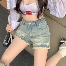 批发牛仔短裤女夏薄款<b class='q'>胖</b><b class='q'>mm</b><b class='q'>高腰</b>宽松遮胯显瘦a字阔腿热裤梨形身材裤子