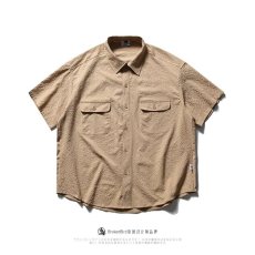 批发日系泡泡纱工装翻领短袖<b class='q'>衬衫</b><b class='q'>男</b>女夏季轻薄速干宽松<b class='q'>休闲</b><b class='q'>衬衣</b>