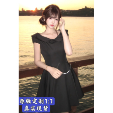 批发<b class='q'>赫本</b><b class='q'>风</b>黑色连衣裙女夏季2025新款高级感超好看法式a字蓬蓬小黑裙