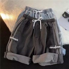 批发<b class='q'>时尚</b>流行黑色牛仔短裤男款夏季薄款美式复古百搭夏季新款日系<b class='q'>潮流</b>