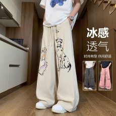 批发<b class='q'>潮流</b><b class='q'>时尚</b>文艺日系新款卡通涂鸦印花透气冰丝裤男士夏薄无品牌ins