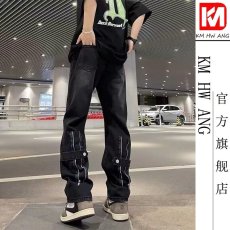 批发复古<b class='q'>牛仔裤</b>美式高街薄款裤子<b class='q'>男</b>款夏季设计感小众<b class='q'>修身</b>直筒微喇长裤