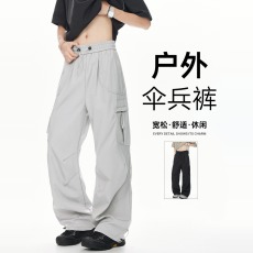 批发伞兵工装裤男夏季薄款美式户外<b class='q'>潮牌</b>宽松直筒高街痞帅多口袋休闲裤