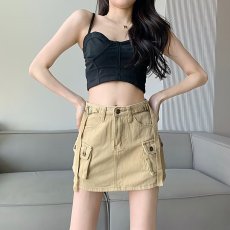 批发设计感复古牛仔短裙女<b class='q'>春</b>夏季大码胖mm高腰宽松显瘦a字包臀半身裙