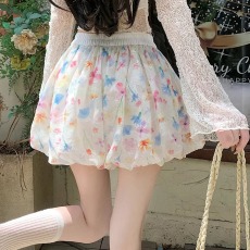 批发彩色花苞裙裤女夏季外穿2025新款阔腿宽松高腰垂感半身裙<b class='q'>甜美</b>短裙