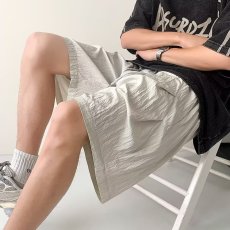 批发冰丝褶皱山本短裤男夏季薄款速干宽松<b class='q'>亚麻</b>运动裤子男生休闲五分裤