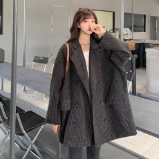 批发欧货高端毛衣男女秋冬高级感西装领慵懒风宽松青少年休闲开衫外套