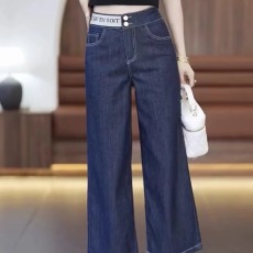 批发冰丝牛仔裤八分薄款女裤子<b class='q'>夏</b>季2025新款高腰直筒裤天丝九分阔腿裤