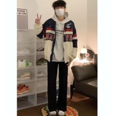 批发<b class='q'>春秋</b>季刺绣新款男女宽松韩版潮流帅气褂子男装工装上衣服休闲夹克