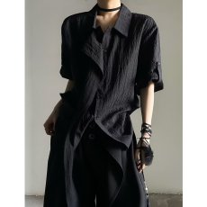 批发潮牌肌理感<b class='q'>短袖</b><b class='q'>衬衫</b><b class='q'>男士</b>夏季2025新款高级感痞帅提花休闲<b class='q'>衬衣</b>男款