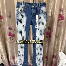 批发破洞补丁涂鸦字母<b class='q'>印花</b>轻奢牛仔裤男款潮牌泼墨修身小脚机车长裤子