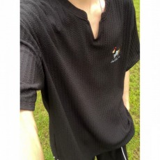 批发夏季新款腊肠小狗刺绣短<b class='q'>袖</b>纯色简约圆领休闲上衣情侣百搭<b class='q'>半截</b><b class='q'>袖</b>