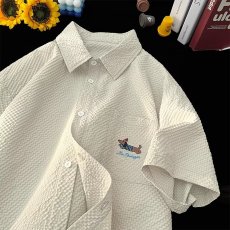 批发2025夏季新款<b class='q'>男士</b>潮牌薄款腊肠狗刺绣<b class='q'>短袖</b><b class='q'>衬衫</b>时尚休闲半袖<b class='q'>衬衣</b>男