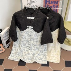 批发新中式国风短袖衬衫<b class='q'>男</b>2025夏季新款拼接撞色盘扣中山<b class='q'>唐装</b>半袖衬衣