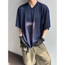 批发cityboy网眼运动t恤男夏季轻薄透气v领短<b class='q'>袖</b>美式复古球衣风<b class='q'>半截</b><b class='q'>袖</b>