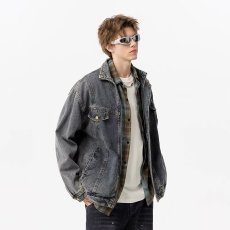 批发美式vibe做旧牛仔外套男女春秋潮牌痞帅休闲<b class='q'>夹克</b>宽松大码工装上衣