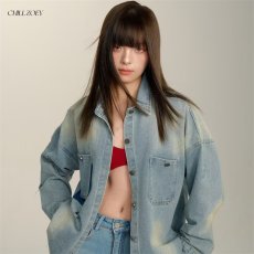 批发<b class='q'>童装女童</b>春秋季新款复古渐变衬衣大童宽松休闲中性风儿童<b class='q'>牛仔</b><b class='q'>外套</b>