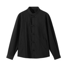 批发新中式国风立领盘扣长袖衬衫<b class='q'>男</b>春秋季小众高级设计感<b class='q'>唐装</b>衬衣外套