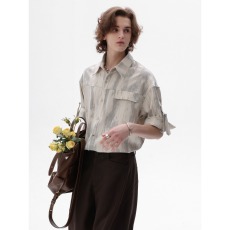 批发CHOR夏季新款男装复古高级感<b class='q'>男士</b>纯色<b class='q'>短袖</b><b class='q'>衬衫</b>抗皱免烫宽松时尚潮