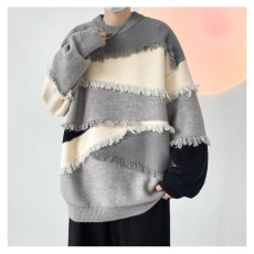 批发男流苏软糯针织衫毛衣加肥大码宽松设计感秋冬慵懒风潮牌百搭线衣