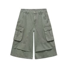 批发美式复古多口袋工装七分<b class='q'>短裤</b><b class='q'>男</b>女夏季宽松直筒阔腿休闲裤潮牌裤子