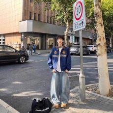 批发美式复古<b class='q'>街头</b>高级感哈林顿教练夹克男女秋季刺绣美拉德底特律外套