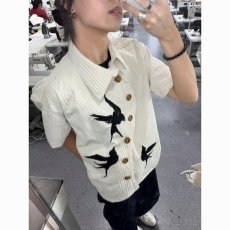 批发复古新中式国风刺绣短袖雪纺衬衫女2025夏季新款中式短款上衣小衫