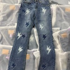 批发秋季直筒牛仔裤男美式高街个性印花<b class='q'>裤子</b>宽松潮牌男生长裤