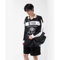 批发美式翻领网眼个性小众长袖<b class='q'>t</b><b class='q'>恤</b>春秋季高街无性别潮流上衣<b class='q'>男生</b>