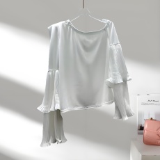 批发洋气法式时尚轻奢潮牌修身高端木耳花边宽松显瘦<b class='q'>衬衫</b>上衣品质女装