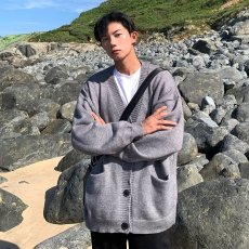 批发开衫毛衣男秋<b class='q'>冬</b>季v领针织衫外套韩系潮牌慵懒休闲青少年外穿线衣